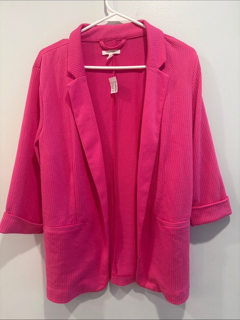 Maurices Hot Pink Open-Front Women's Blazer ptp 21 length 26